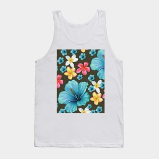 Diseño floral en tonos azules Tank Top